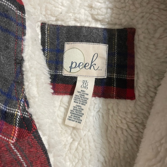 NWT! Peek boy's plaid shacket Sherpa-lined jacket XL/10 - Picture 5 of 6